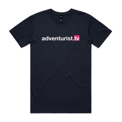 adventurist.tv large white logo - men’s tee Thumbnail